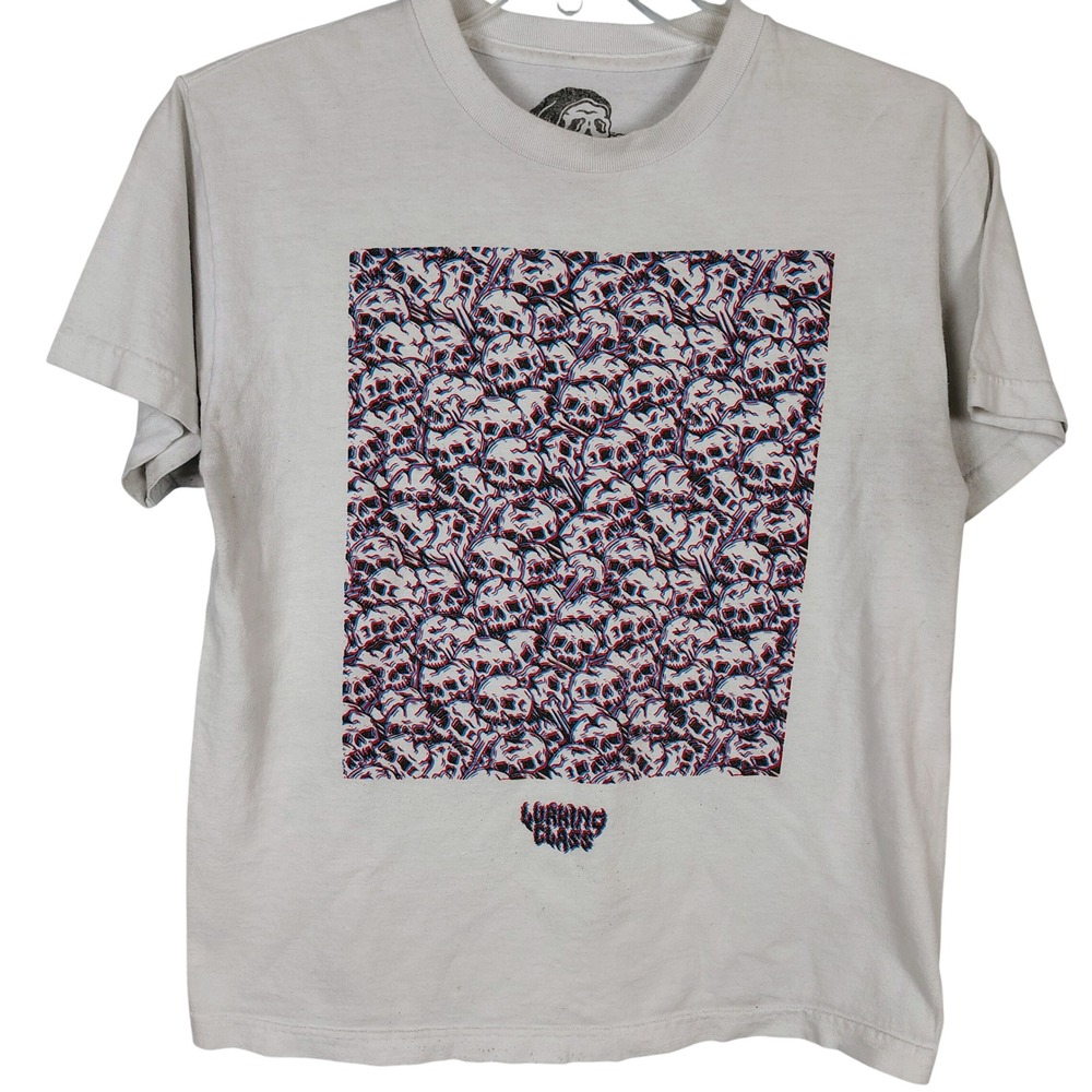 Lurking Class by Sketchy Tank Mens Medium 3D Skull Graphic T-Shirt Gray goth